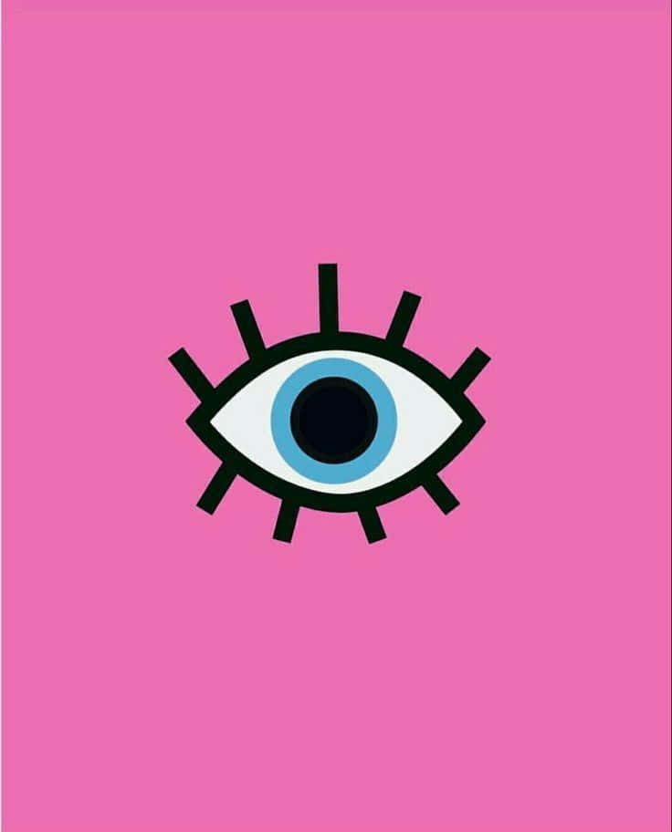 Evil Eye Aesthetic, pink background, cartoon eye, SD Phone Wallpaper
