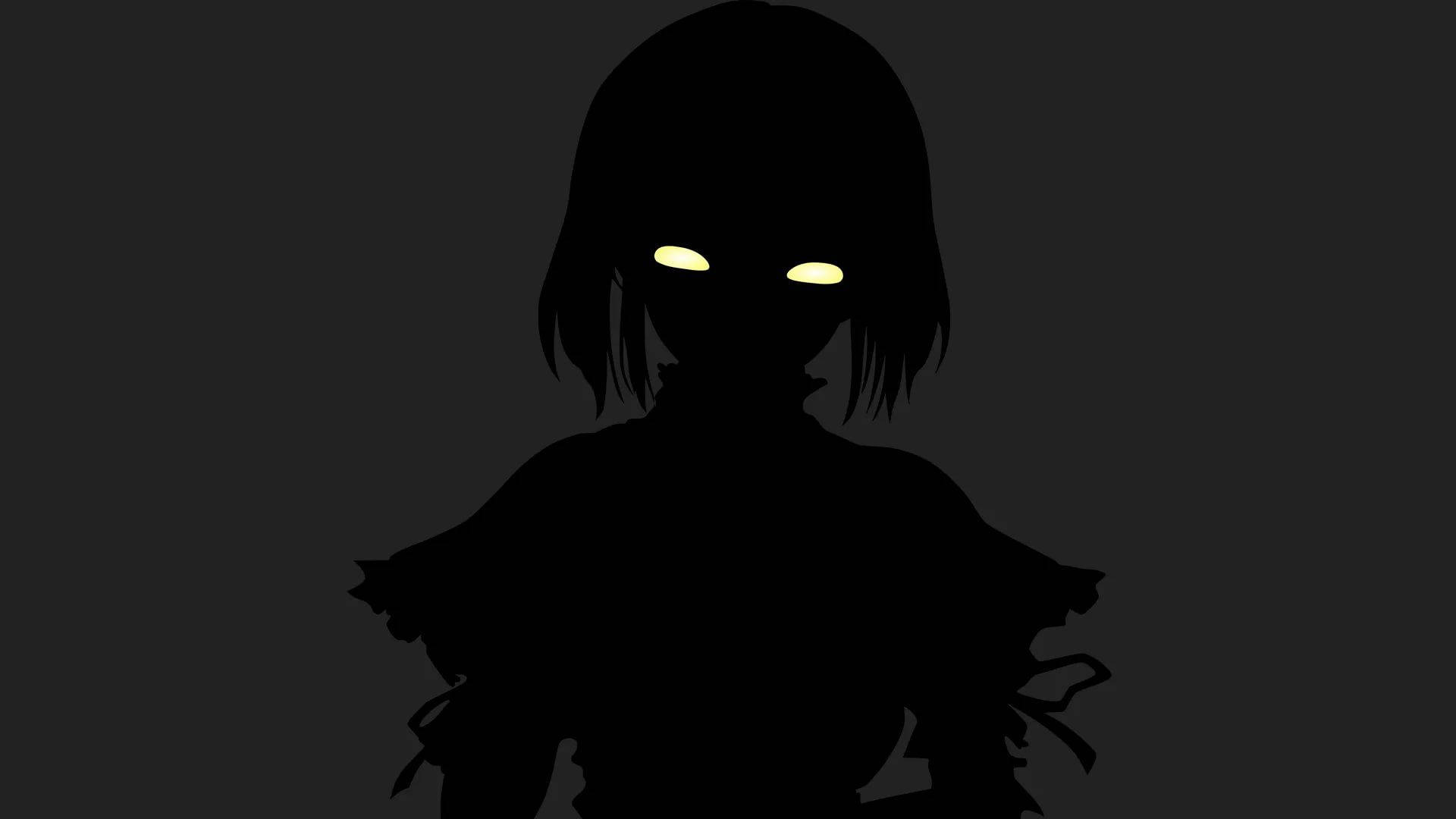 dark anime, glowing yellow eyes, silhouette, Full HD Desktop Wallpaper