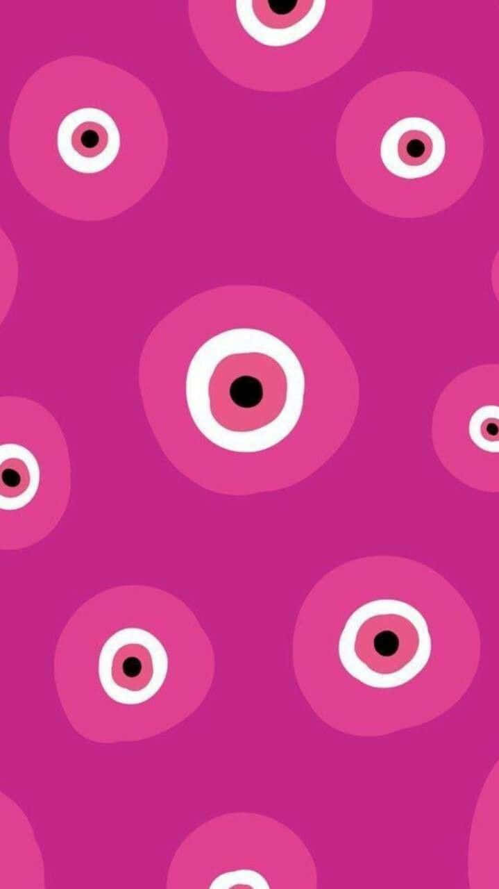 pink evil eye pattern, vibrant pink background, repeating stylized eye-like circles, HD Phone Wallpaper