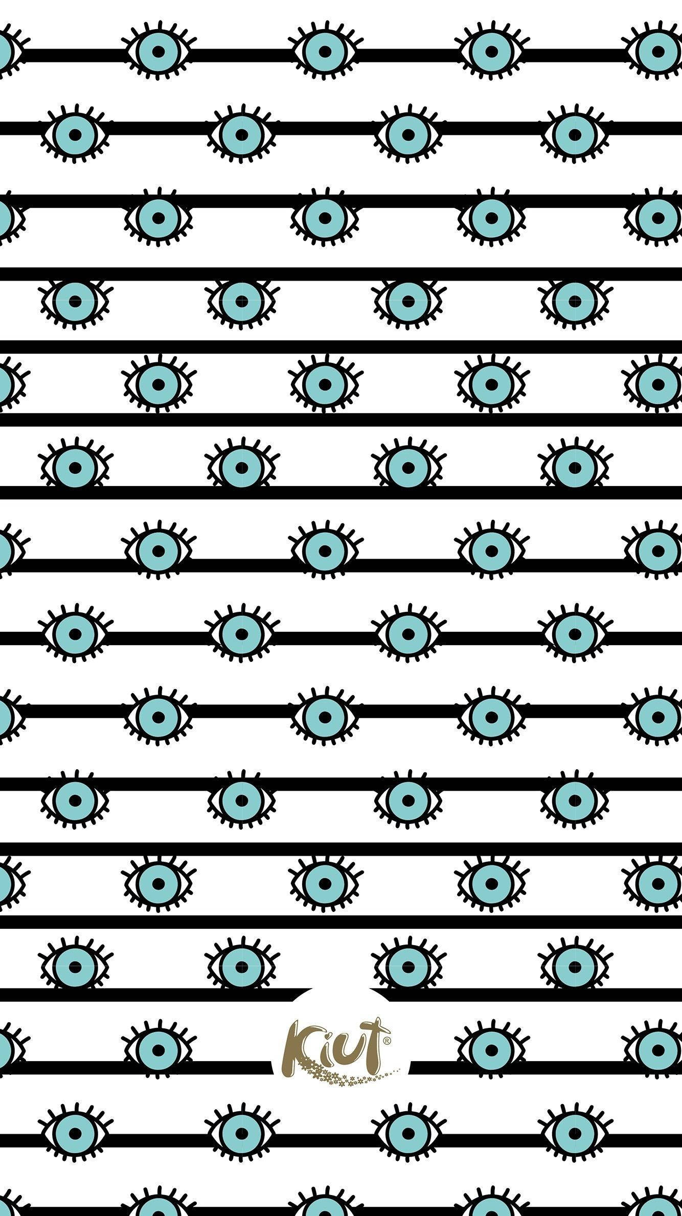 Evil Eye Stripes Pattern, turquoise eyes, spiked lashes, Full HD Phone Wallpaper