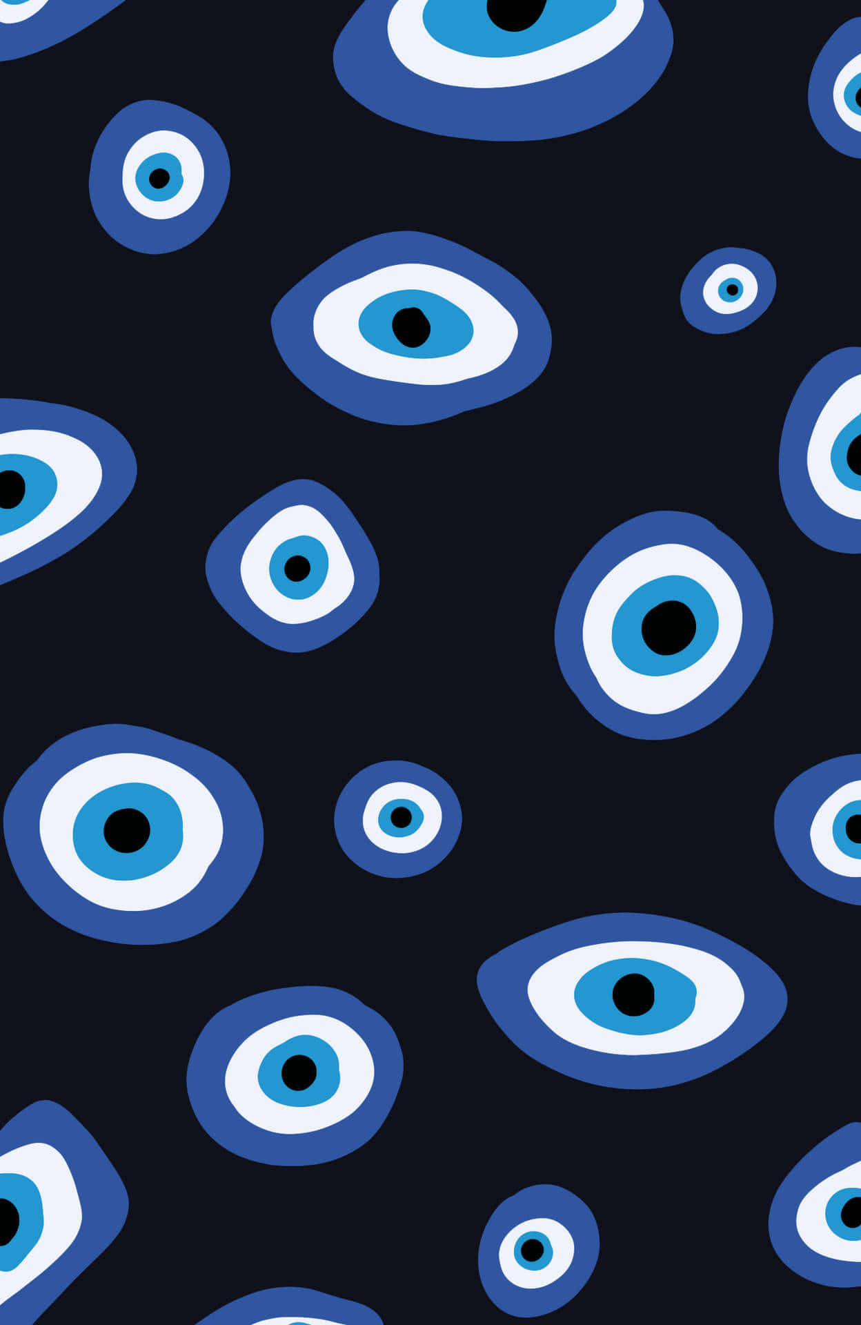 evil eye pattern aesthetic, blue evil eyes, white rings, Full HD Phone Wallpaper