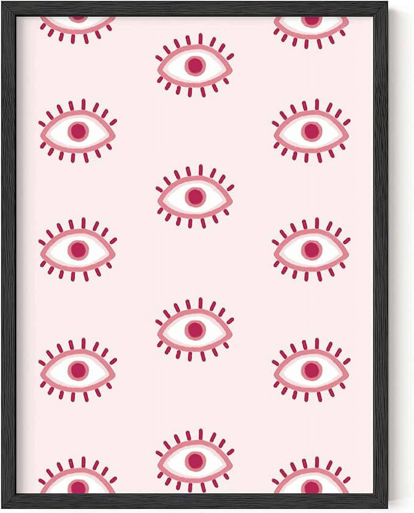Evil Eye Pattern Art, pink eyes, light pink background, HD Phone Wallpaper
