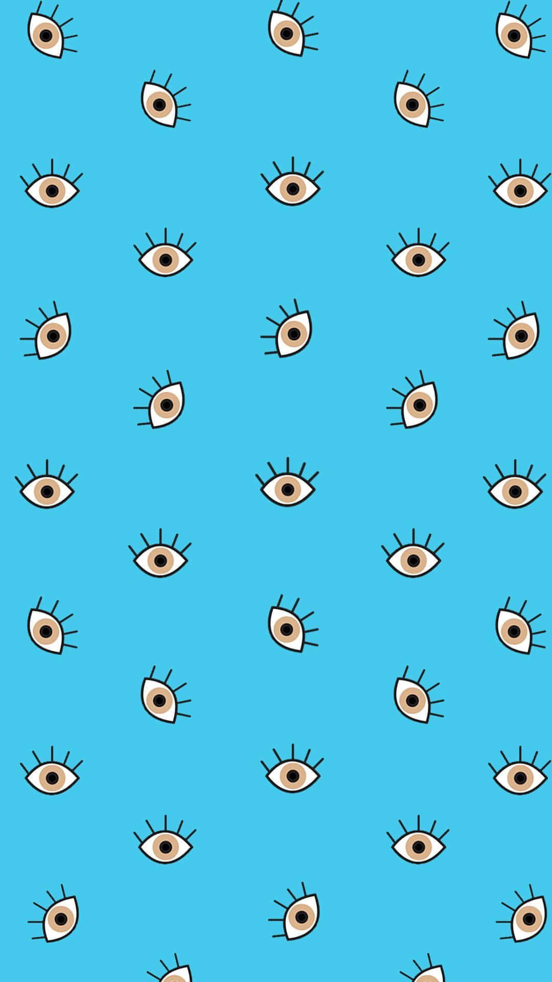 Evil Eye Pattern, blue background, repeating cartoon eyes, Full HD Phone Wallpaper