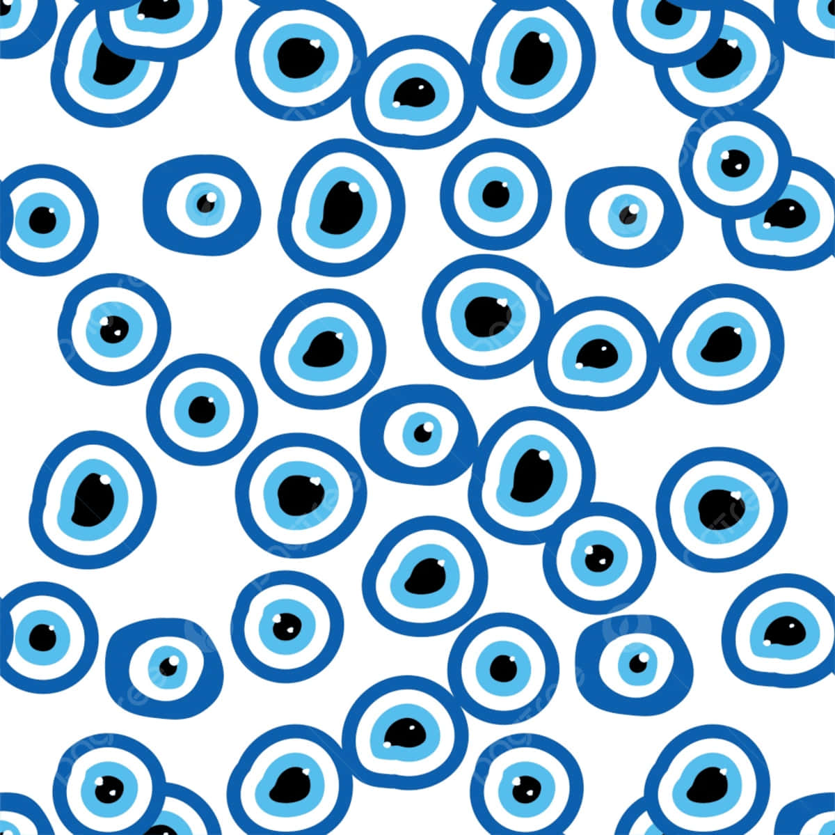blue evil eye pattern, stylized blue eyes, white rings, SD Desktop Wallpaper