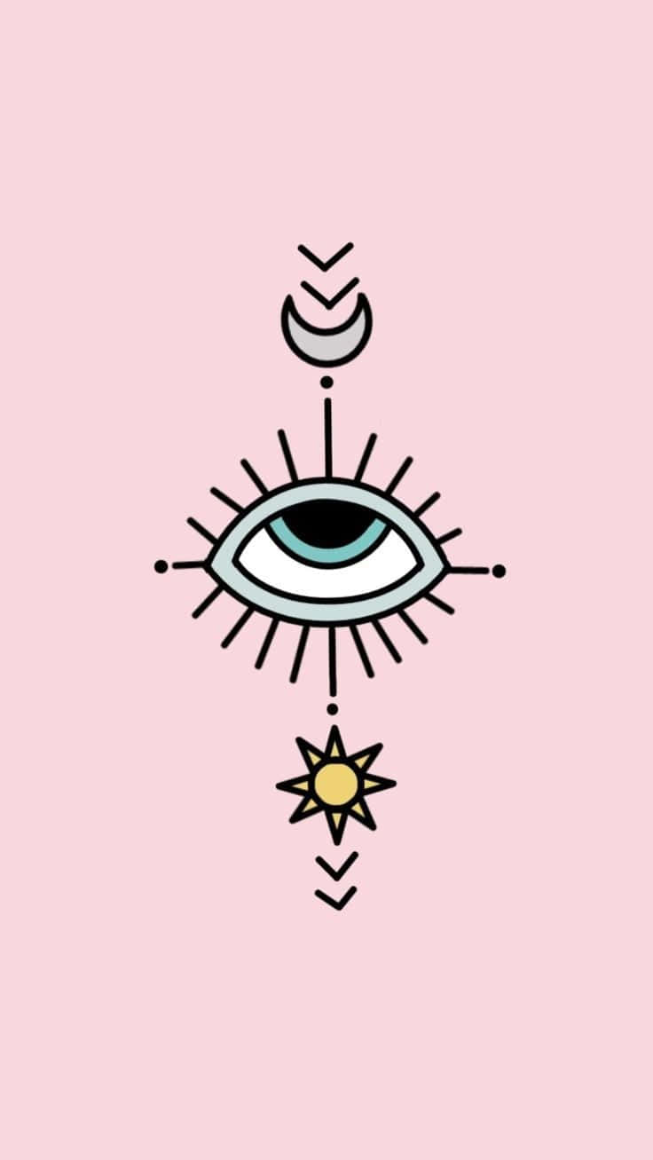 Evil Eye iPhone, minimalist line-art eye symbol, sun moon, HD Phone Wallpaper