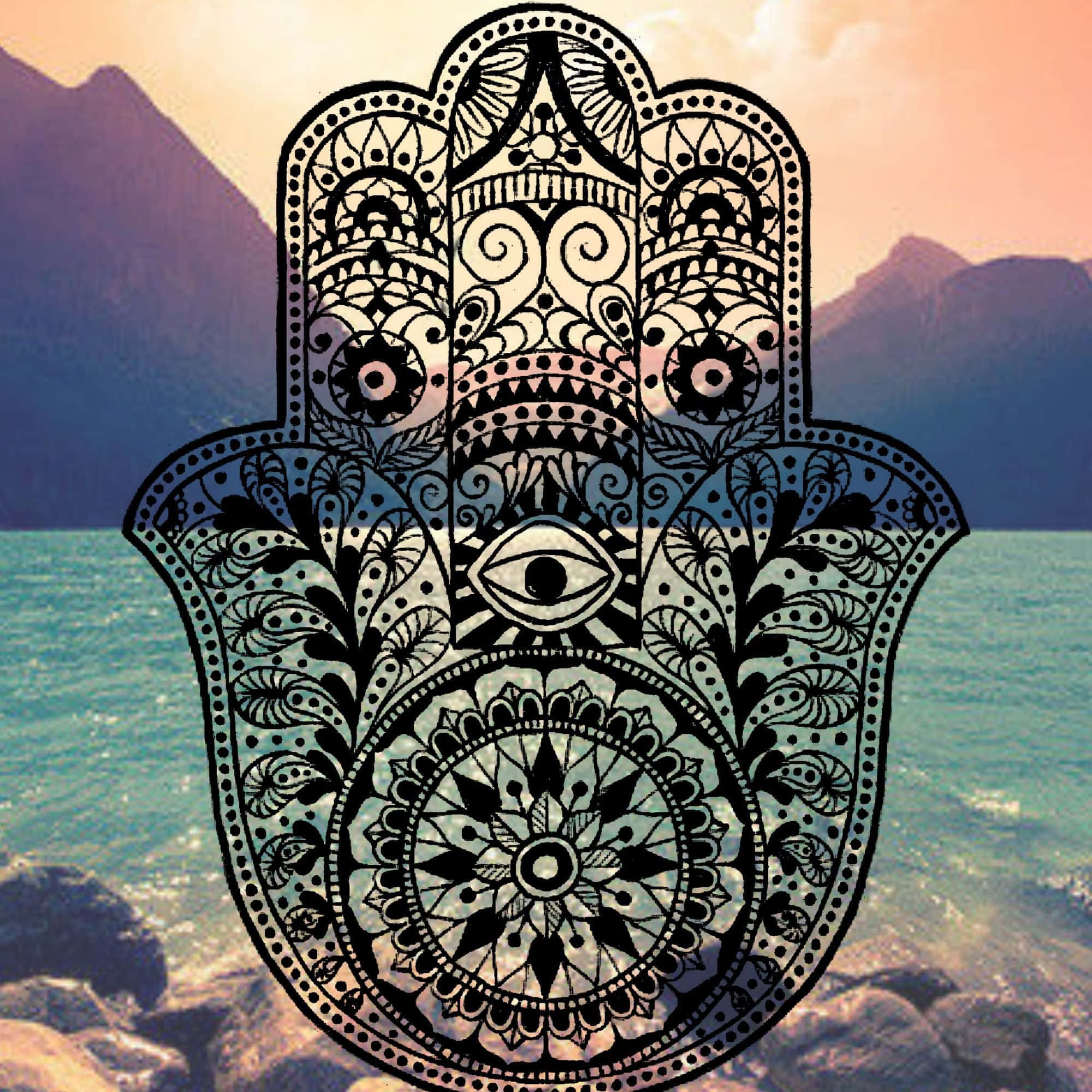 Evil Eye iPhone, hamsa hand, eye at center, Full HD Desktop Wallpaper