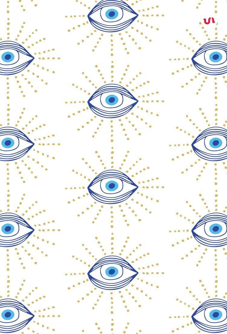 blue eyes, gold dot rays, white background, SD Phone Wallpaper