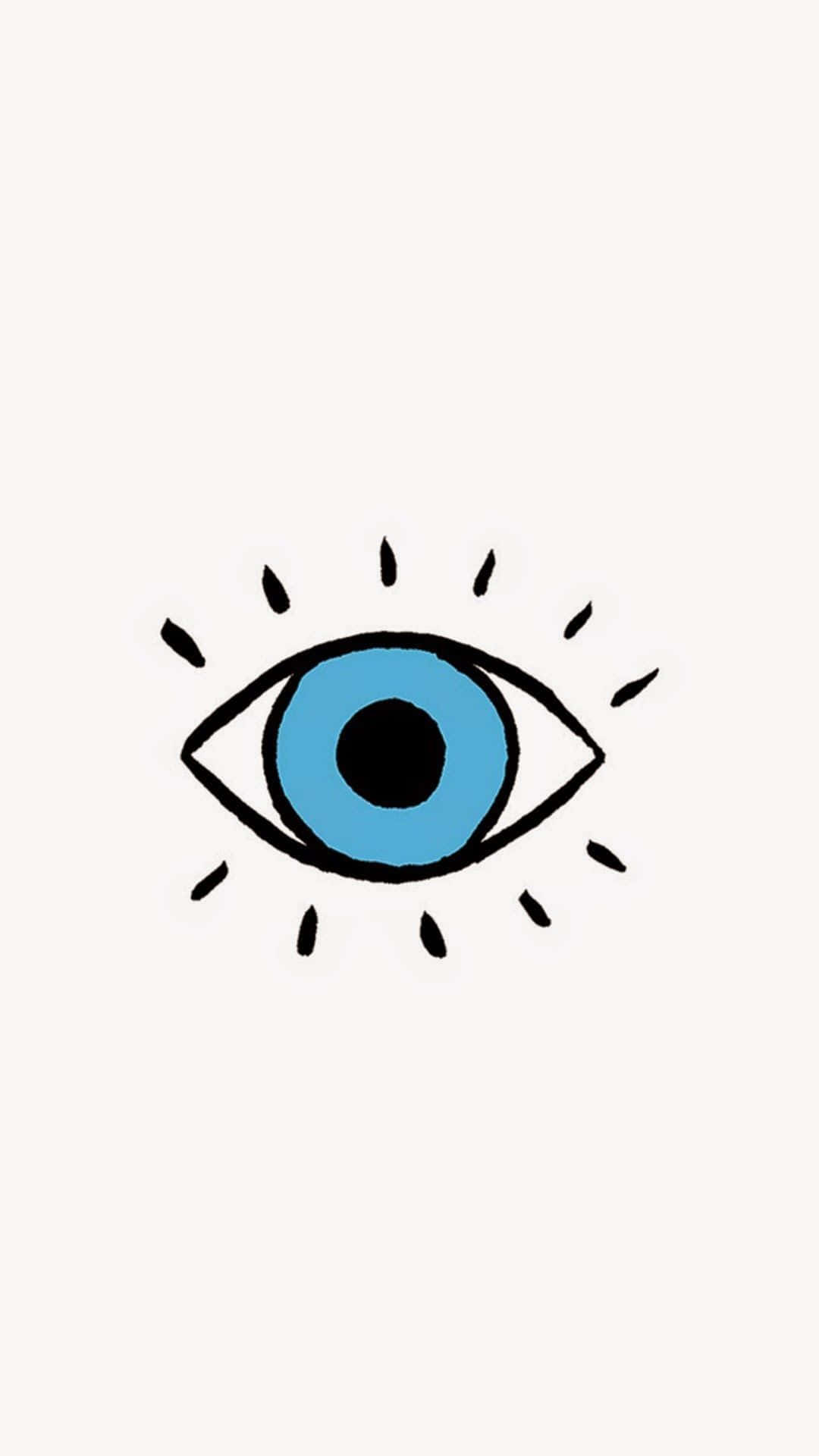 Evil Eye iPhone, blue, black outline, Full HD Phone Wallpaper