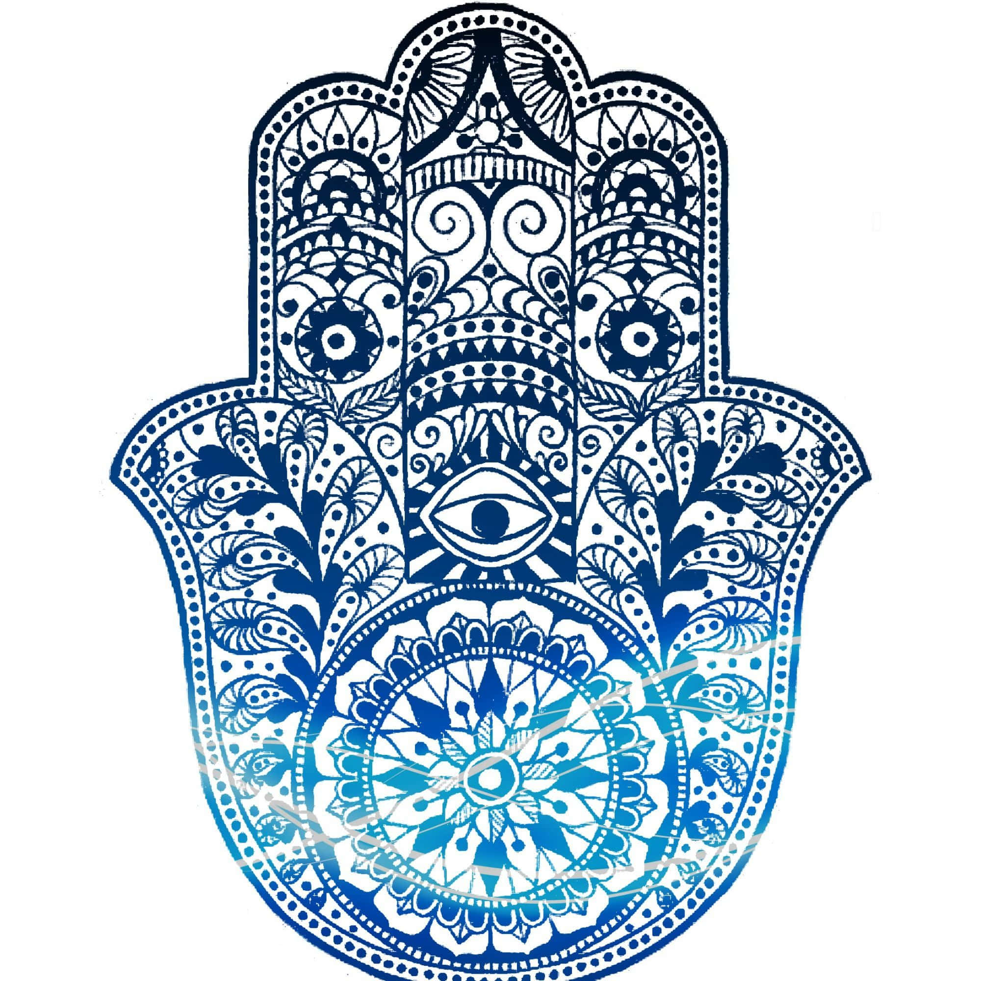 hamsa hand, blue and white designs, eye at its center, Full HD Desktop Wallpaper
