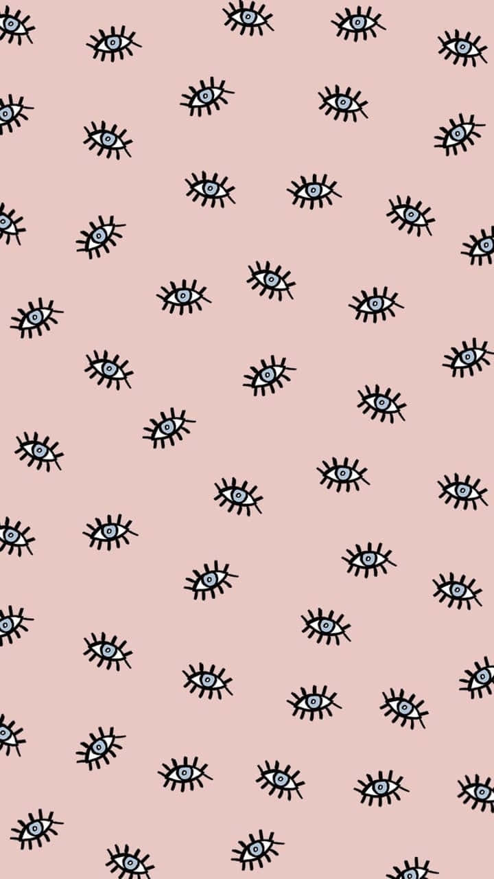 Evil Eye iPhone, pink background, black line-drawn eyes, HD Phone Wallpaper