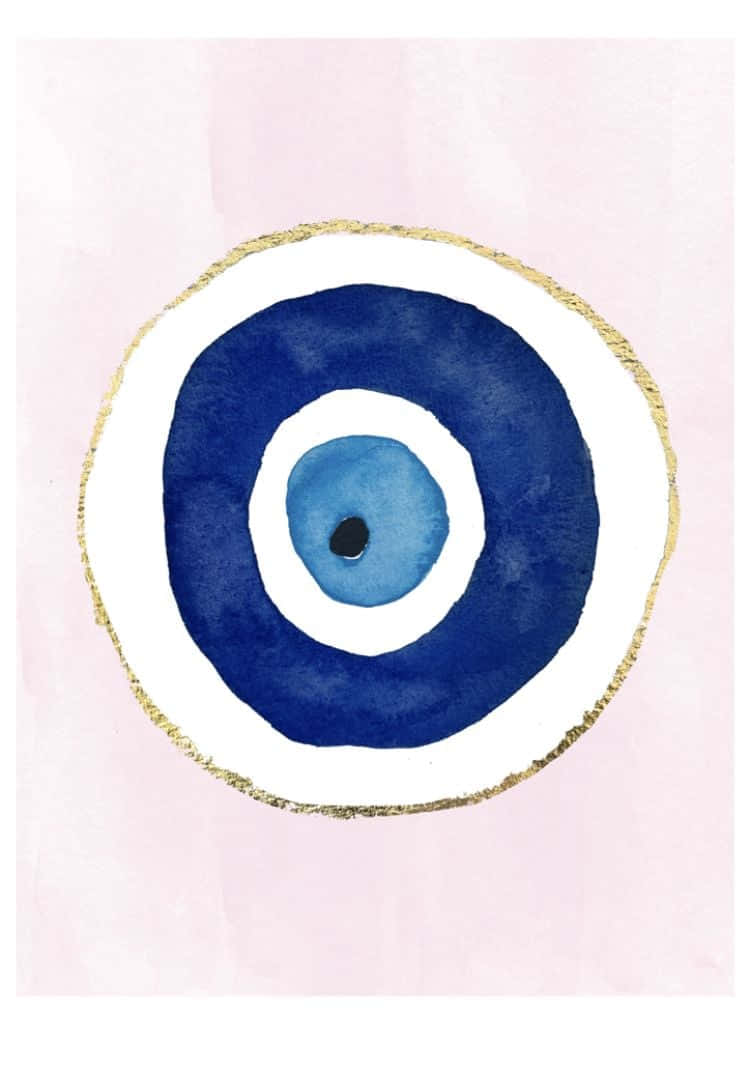 Evil Eye iPhone, watercolor evil eye symbol, concentric blue circles, SD Phone Wallpaper