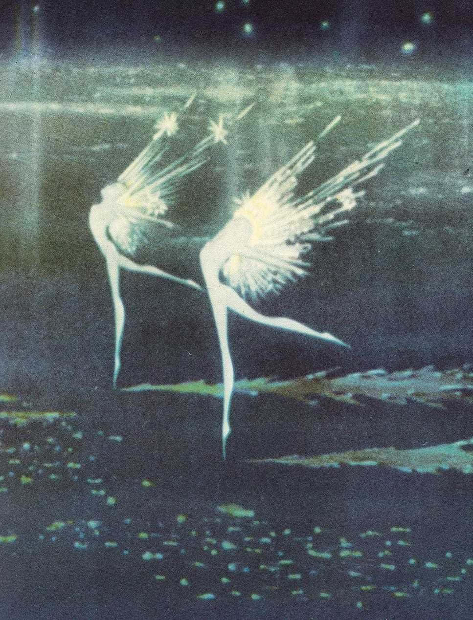Evil Fairy, white-winged figures, dark water surface, SD Phone Wallpaper
