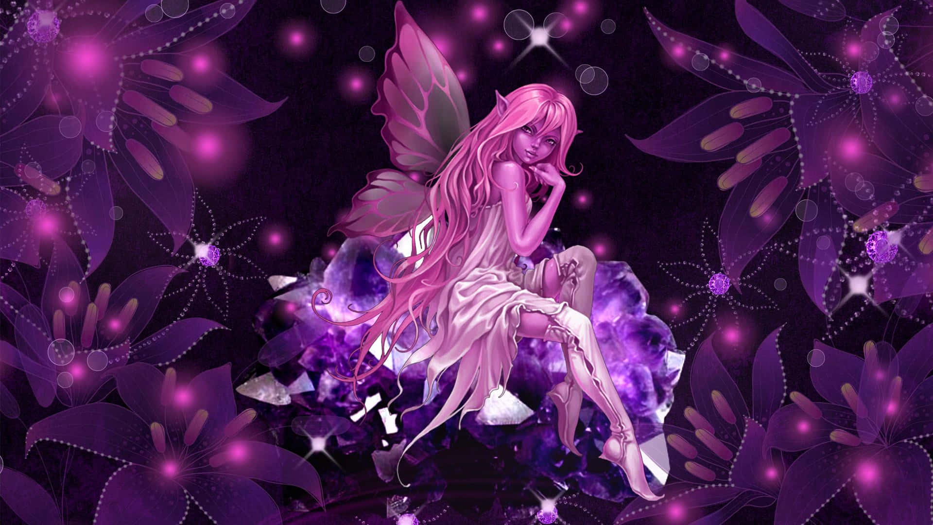 Evil Fairy, pink-haired fairy, translucent wings, Full HD Desktop Wallpaper