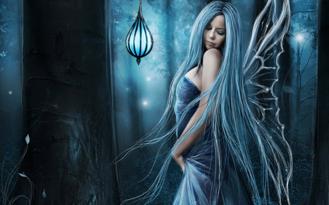Evil Fairy, blue dress, blue-haired fairy, HD Desktop Wallpaper