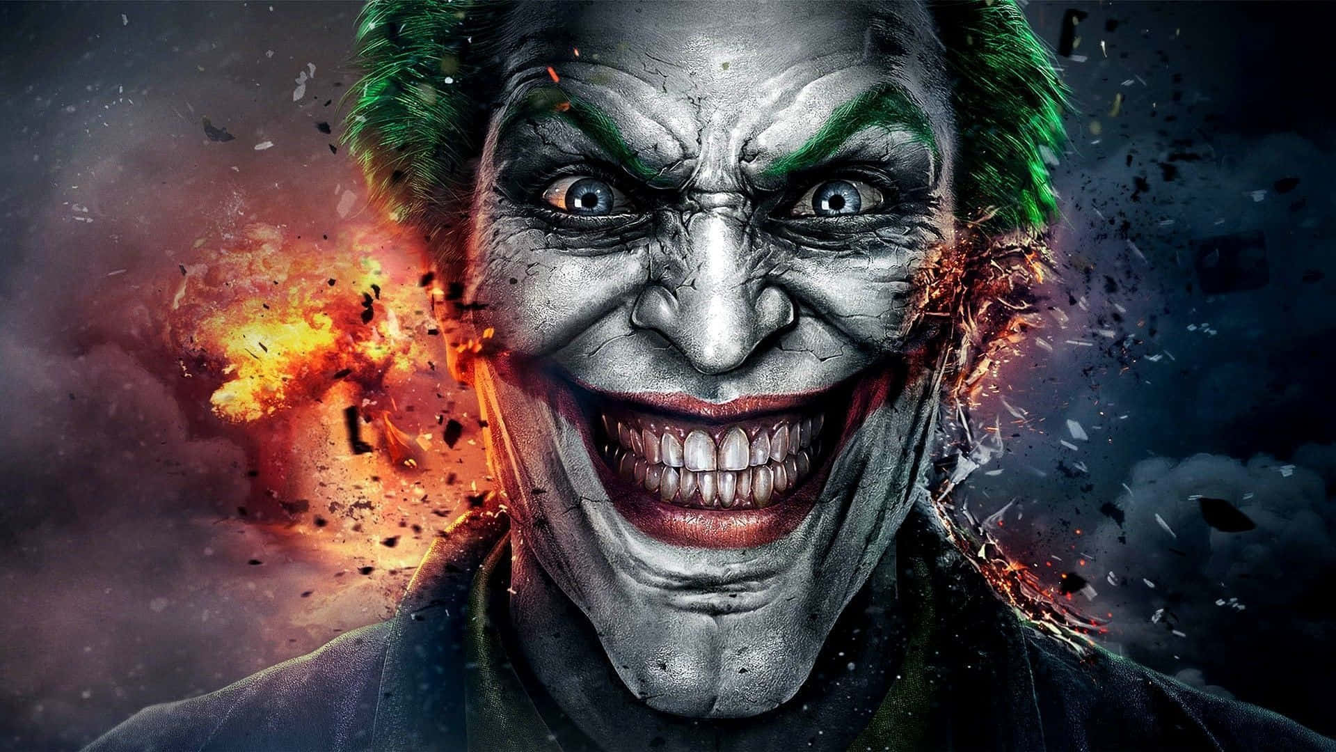 Joker, green hair, wide grin, Full HD Desktop Wallpaper