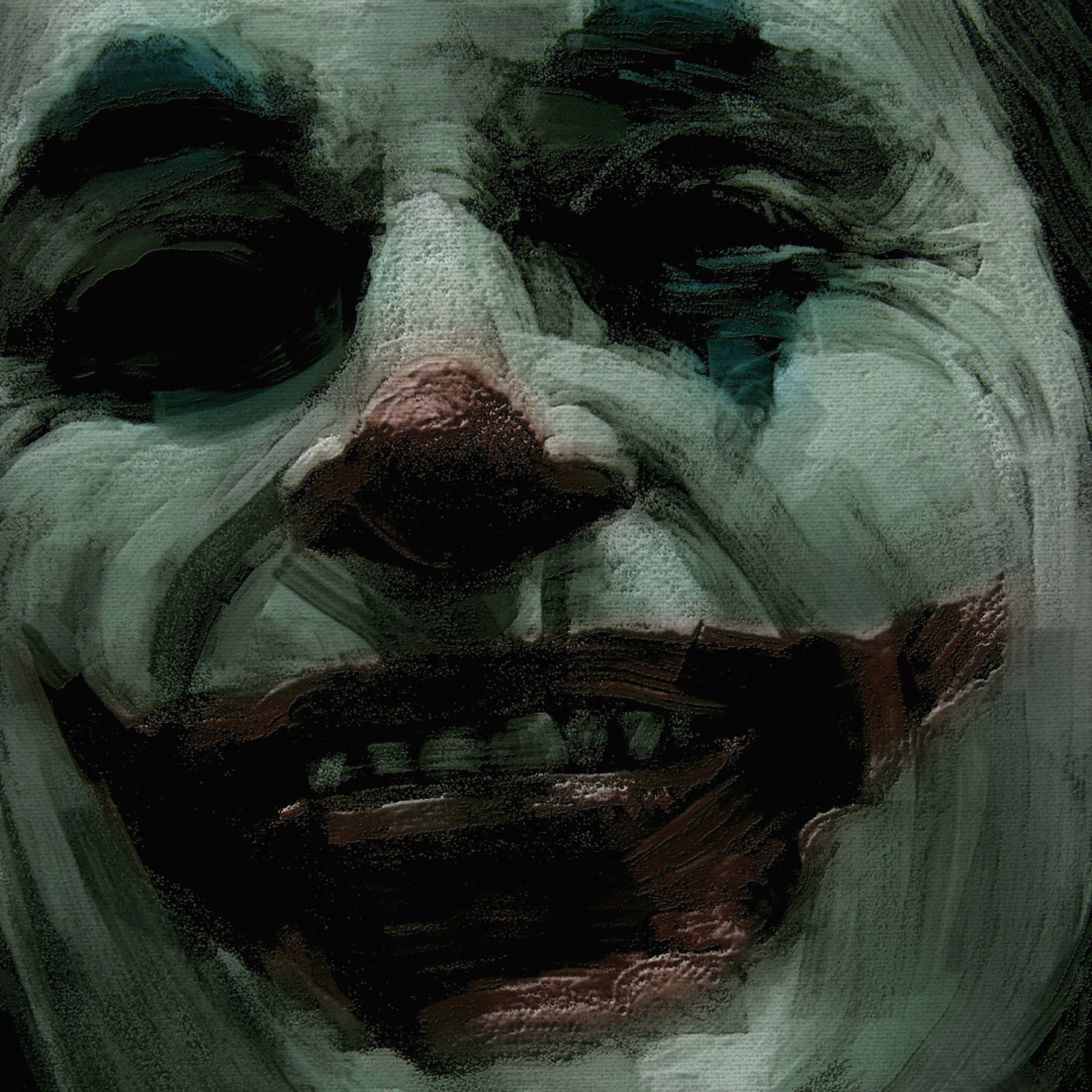 Joker, clown face, smeared white makeup, 2K Desktop Wallpaper