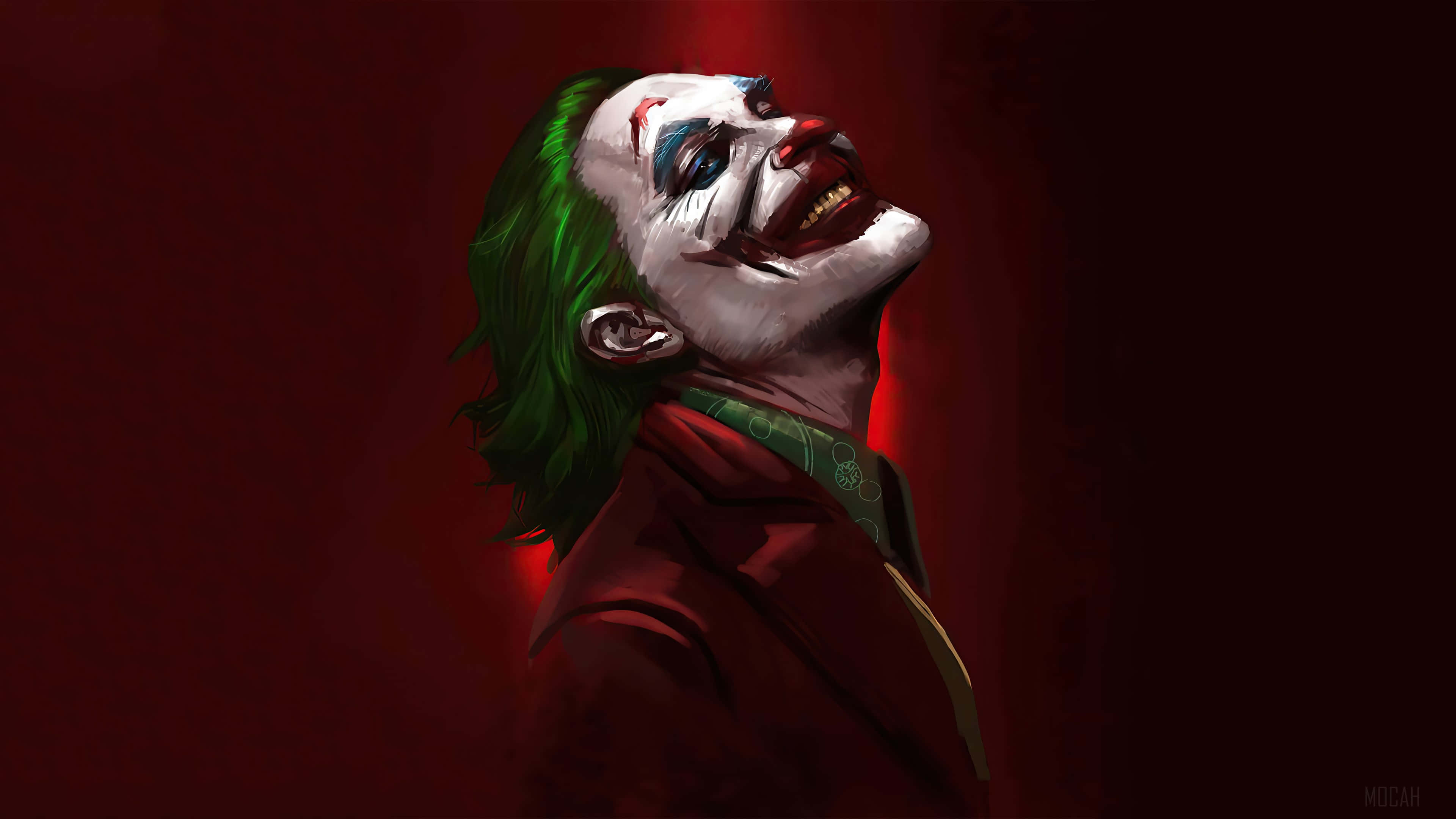 Dark Joker, green hair, white face paint, 4K Desktop Wallpaper