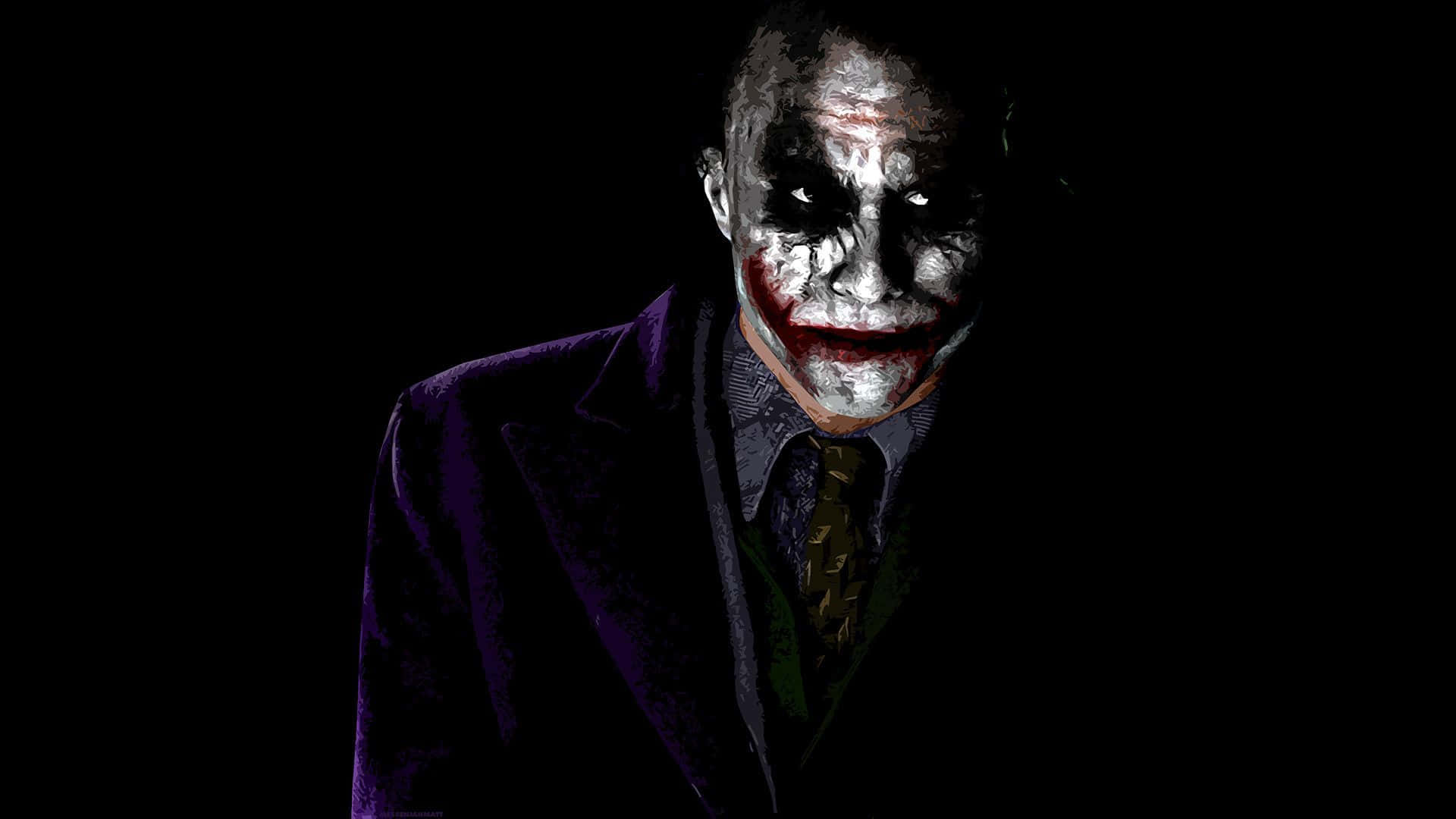 Evil Joker, purple suit, black background, Full HD Desktop Wallpaper