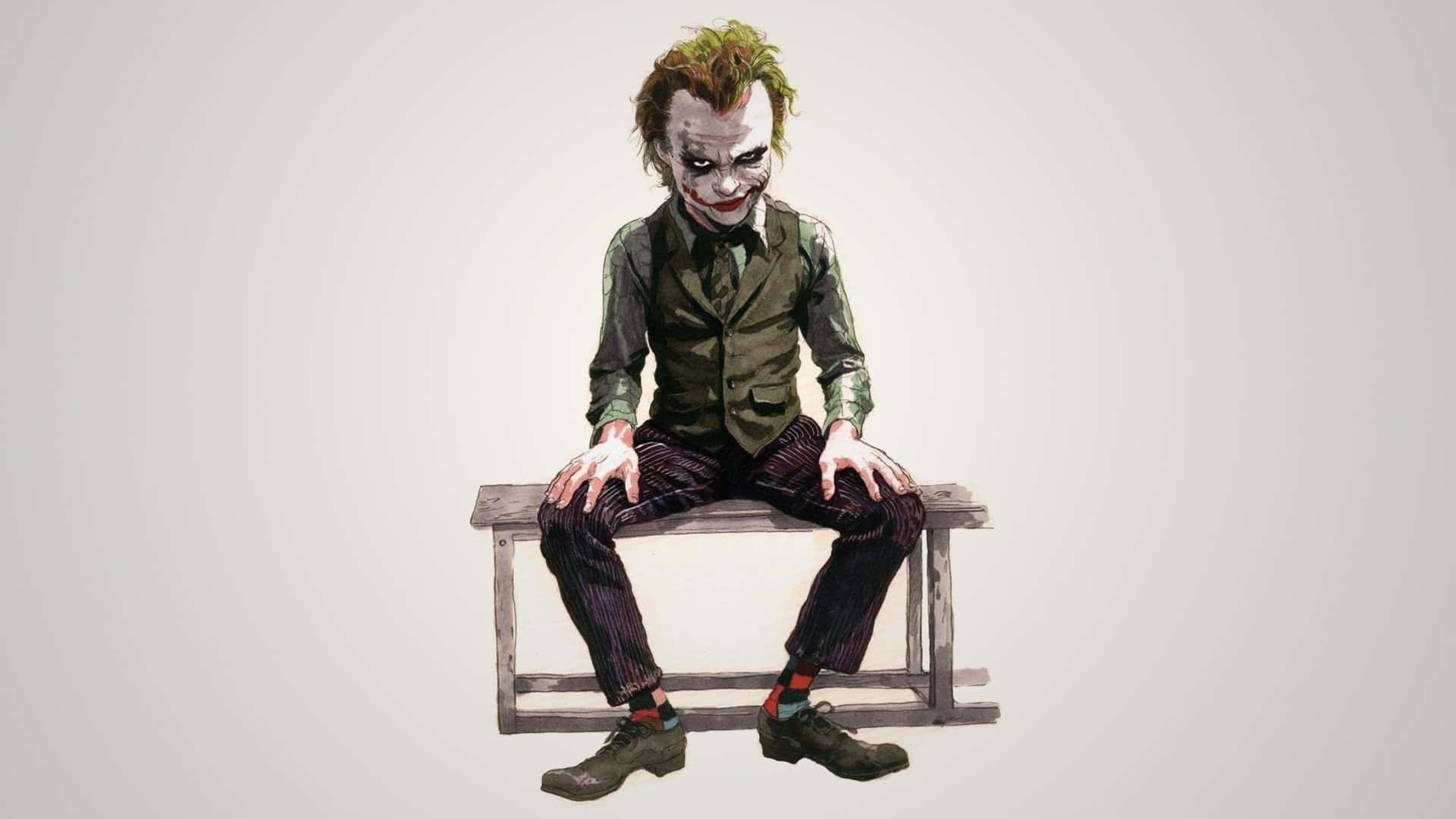 Evil Joker, green vest, striped pants, Full HD Desktop Wallpaper