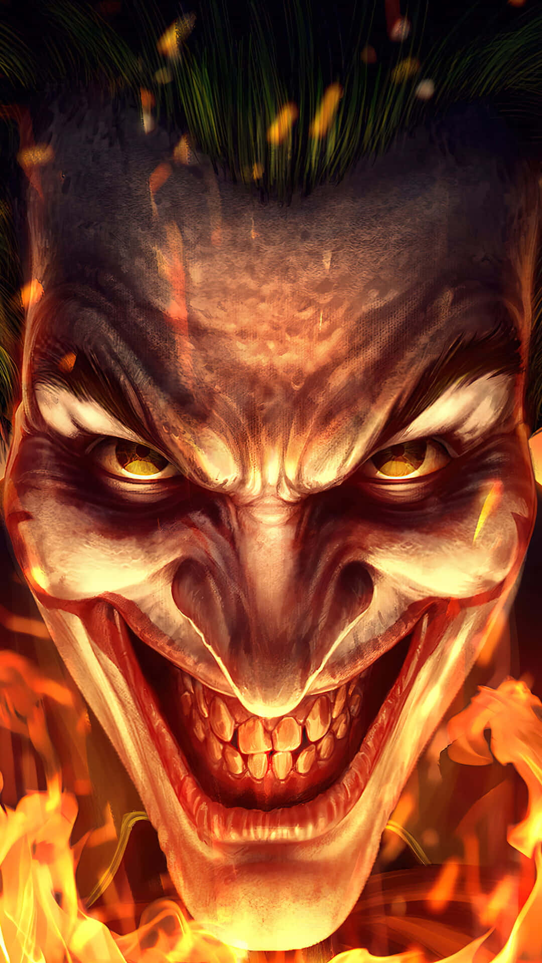 Evil Joker, Joker, flames, Full HD Phone Wallpaper