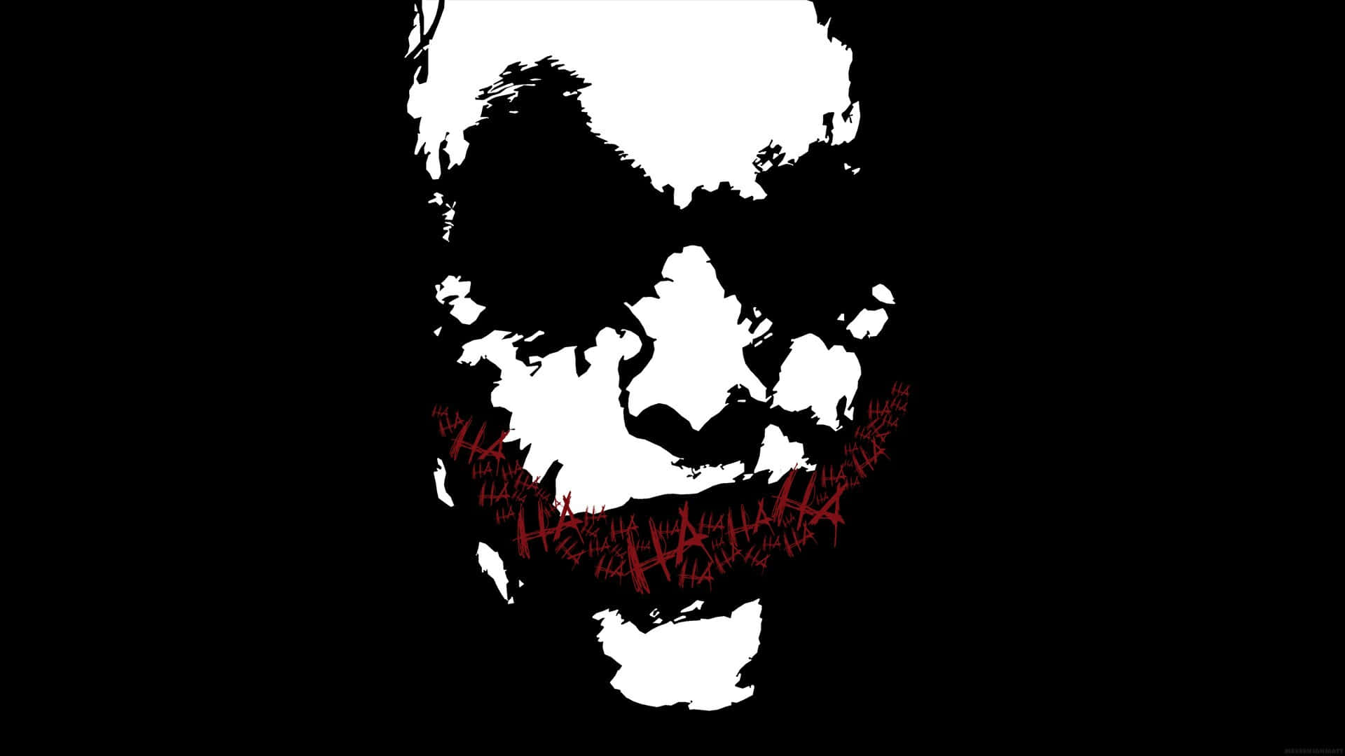 Evil Joker, black and white stylized face, wide red grinning mouth, Full HD Desktop Wallpaper