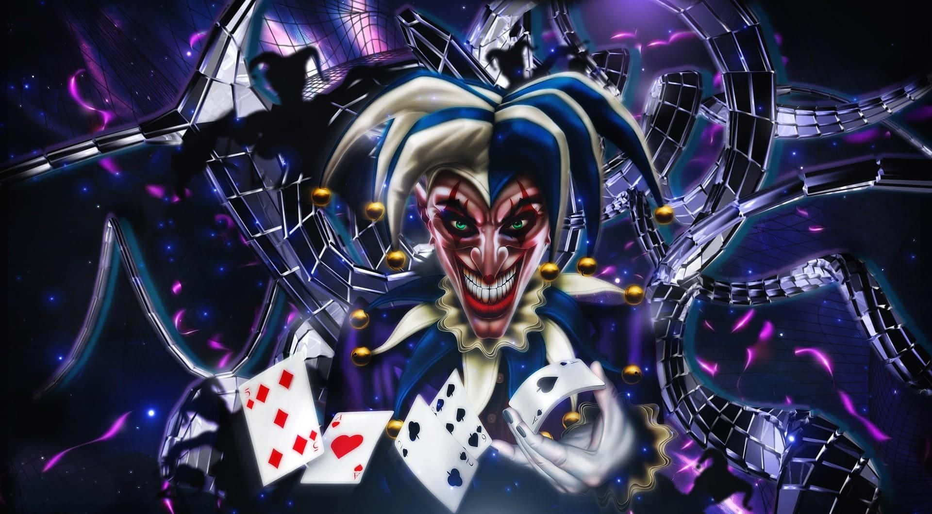 Evil Joker, split face, glowing eyes, Full HD Desktop Wallpaper