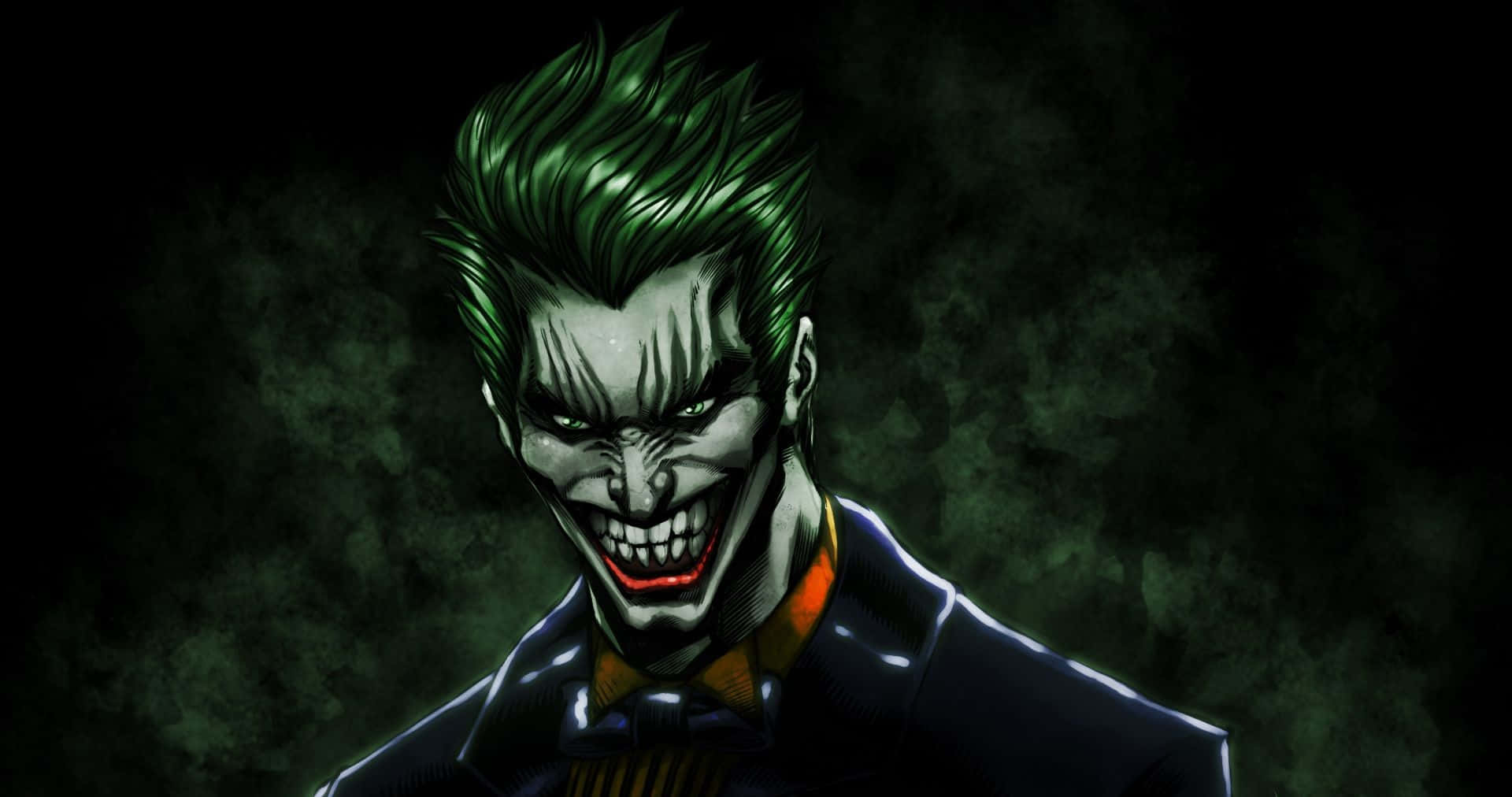 Evil Joker, spiky green hair, wide grin, Full HD Desktop Wallpaper