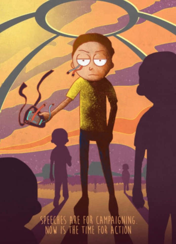 Evil Morty, yellow shirt, smoking device, SD Phone Wallpaper