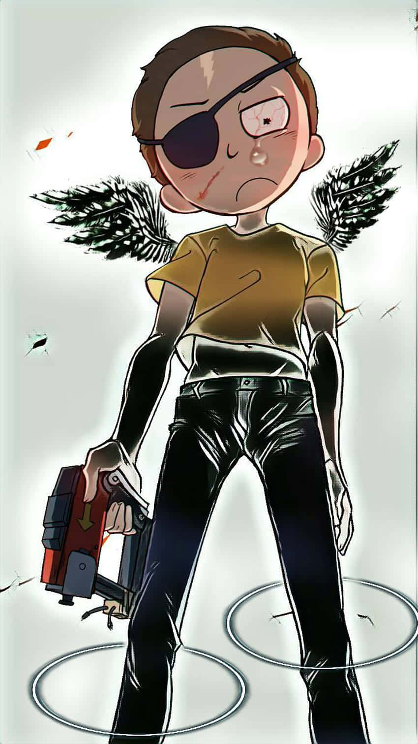 Evil Morty, eyepatch, dark wings, HD Phone Wallpaper