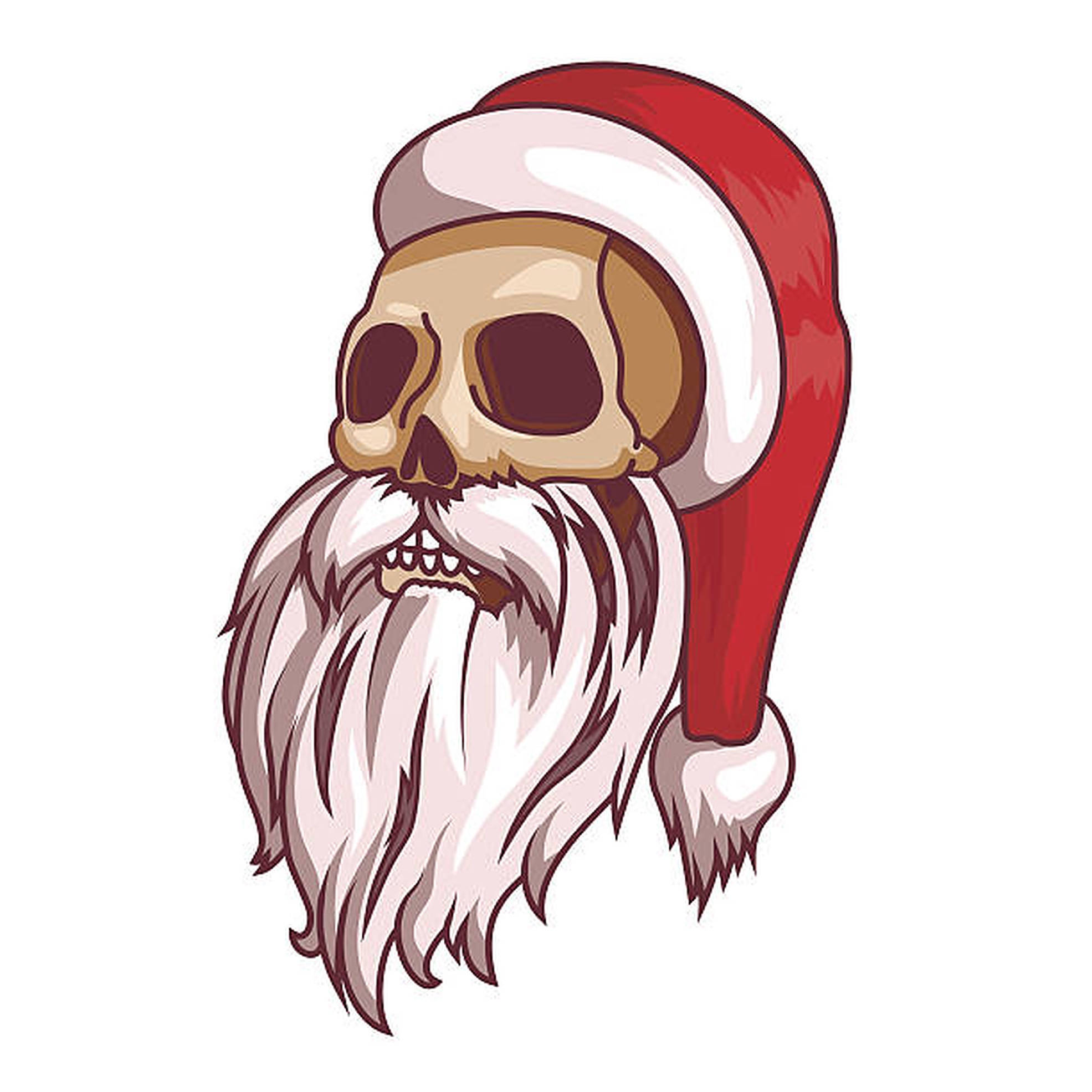 bearded evil skull, Santa hat, red Santa hat, Full HD Desktop Wallpaper