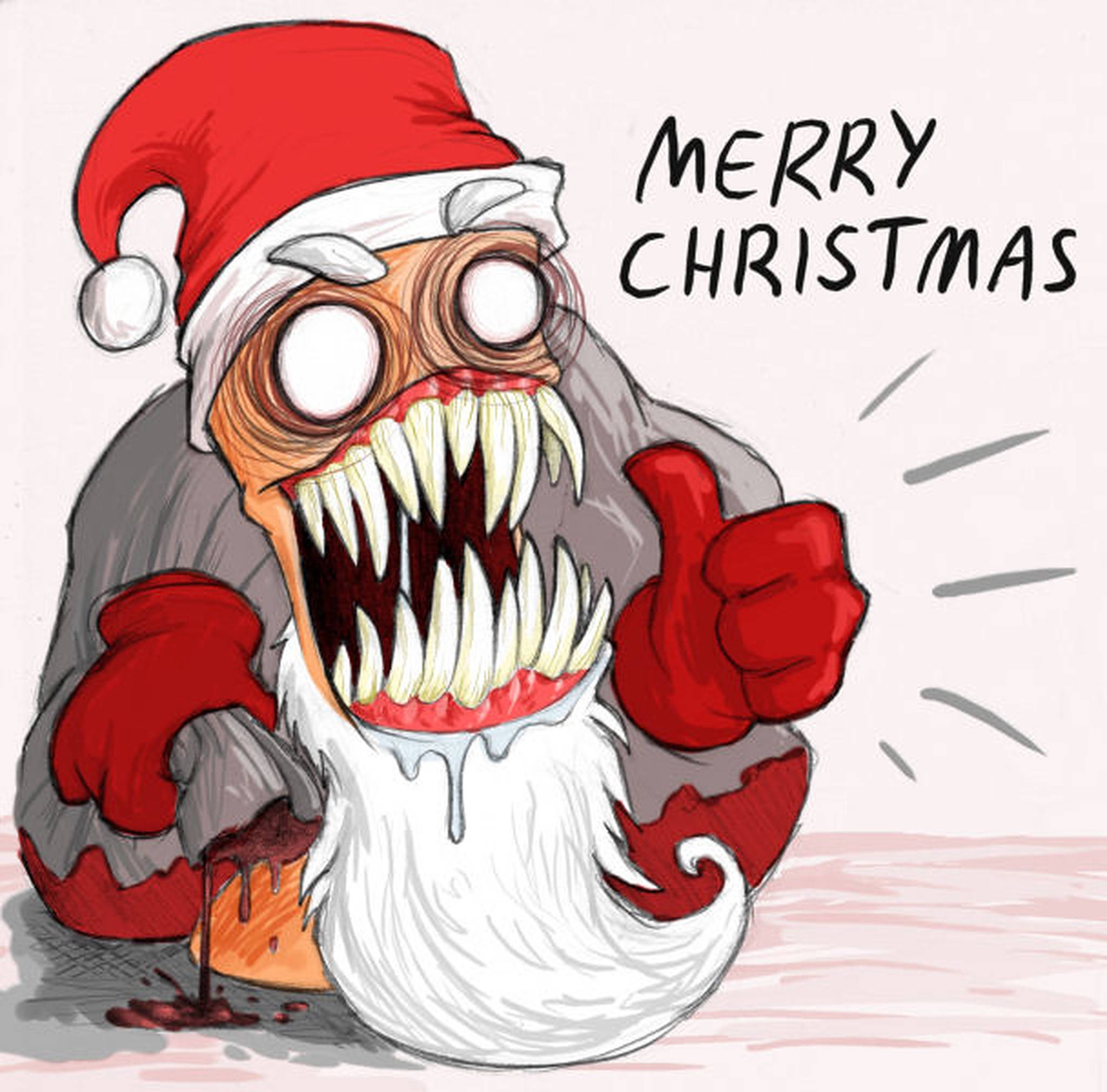 Evil Santa, big teeth, grotesque cartoon Santa Claus, Full HD Desktop Wallpaper