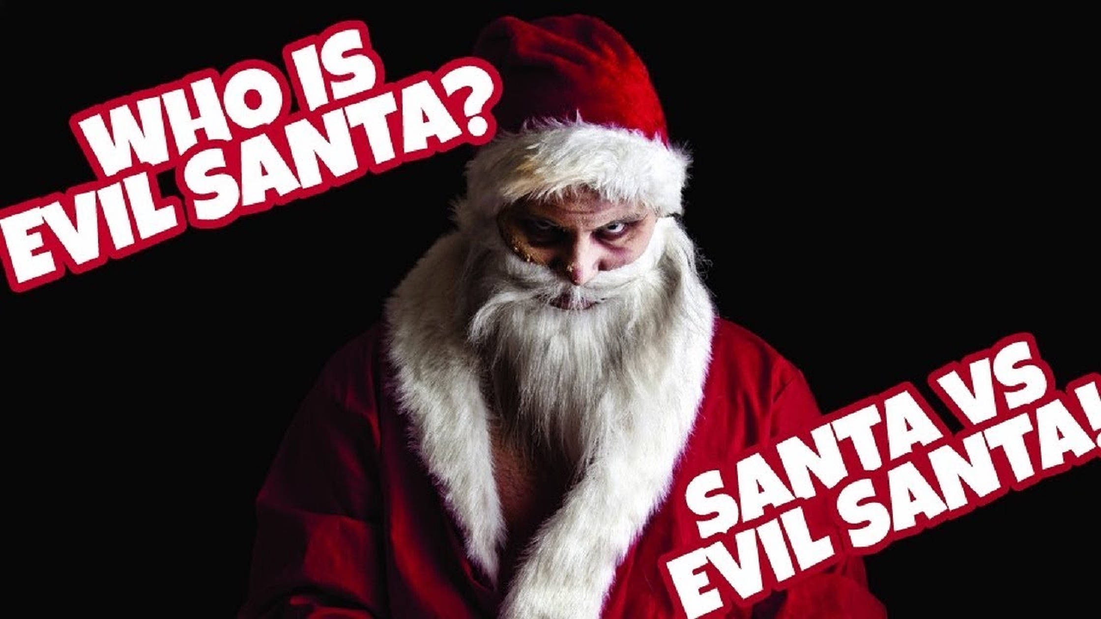 Evil Santa, red text, black background, Full HD Desktop Wallpaper