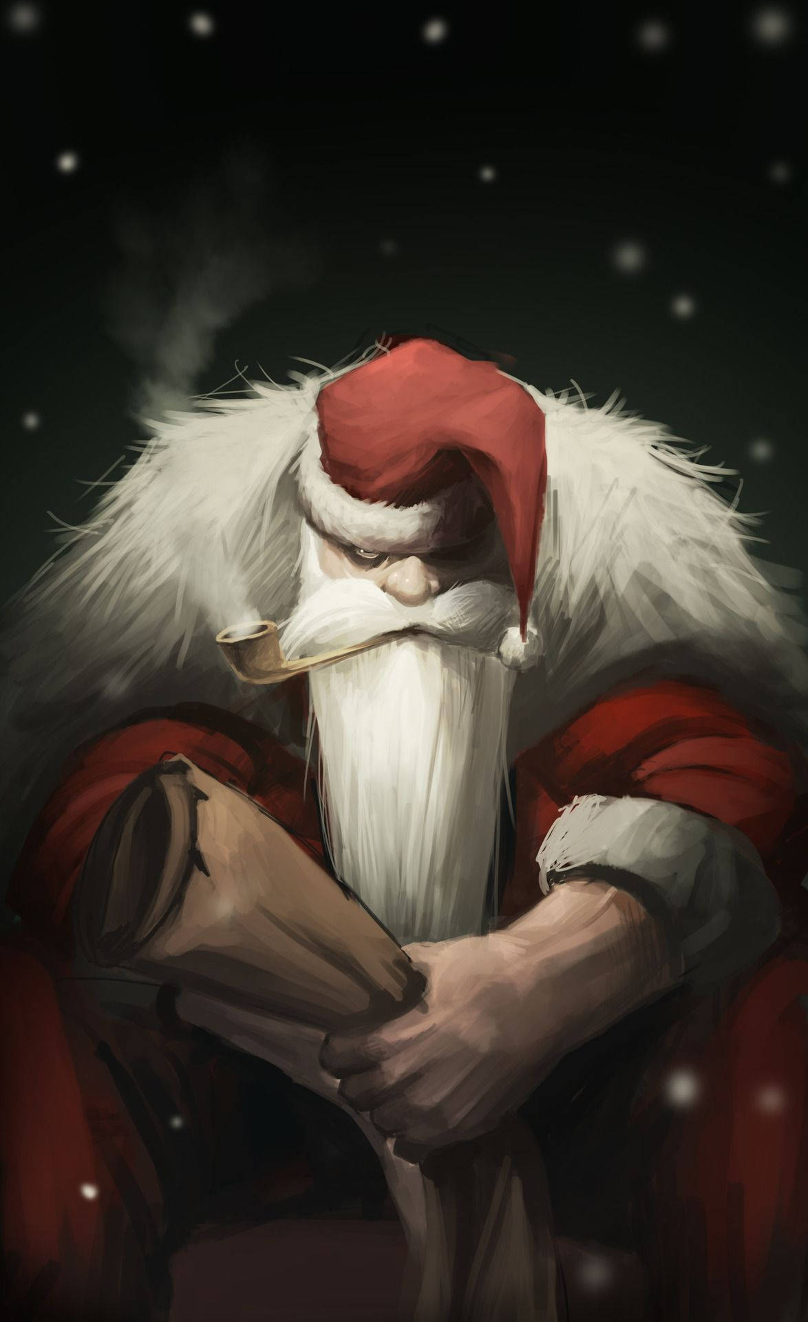 Evil Santa, pipe, scroll, Full HD Phone Wallpaper