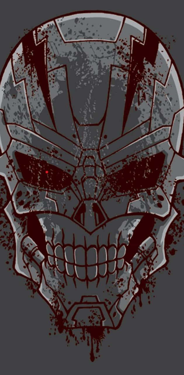 evil skull, metallic skull, glowing red eyes, HD Phone Wallpaper