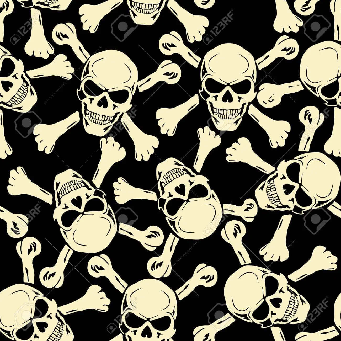 Evil Skull, cream-colored skulls, black background, HD Desktop Wallpaper