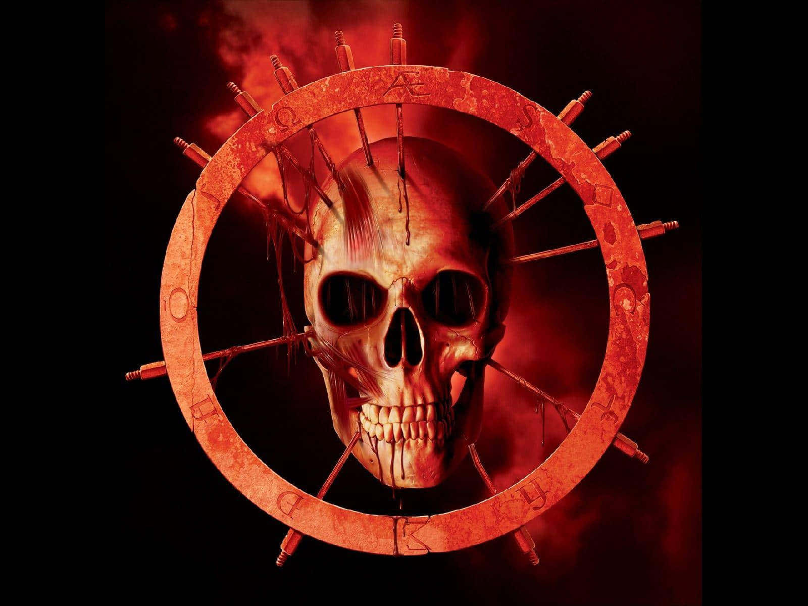 Evil Skull, red circle, bloodied skull, HD Desktop Wallpaper