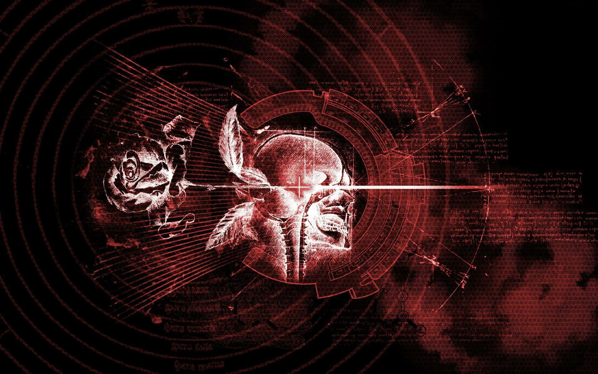 Evil Witch, glowing red skull, rose, Full HD Desktop Wallpaper