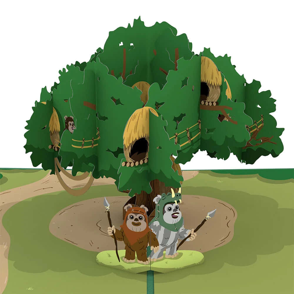 Ewok Village, forest creatures, giant tree, SD Desktop Wallpaper