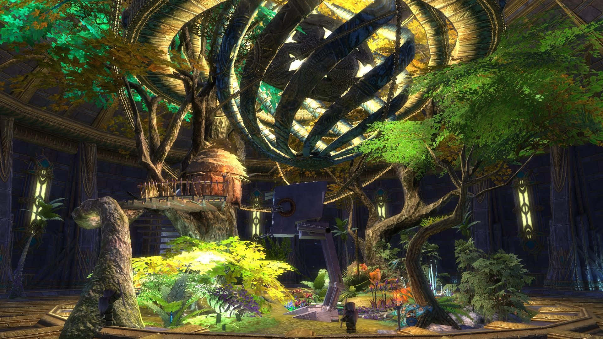 Ewok Village, glowing treehouse, lush forest, Full HD Desktop Wallpaper