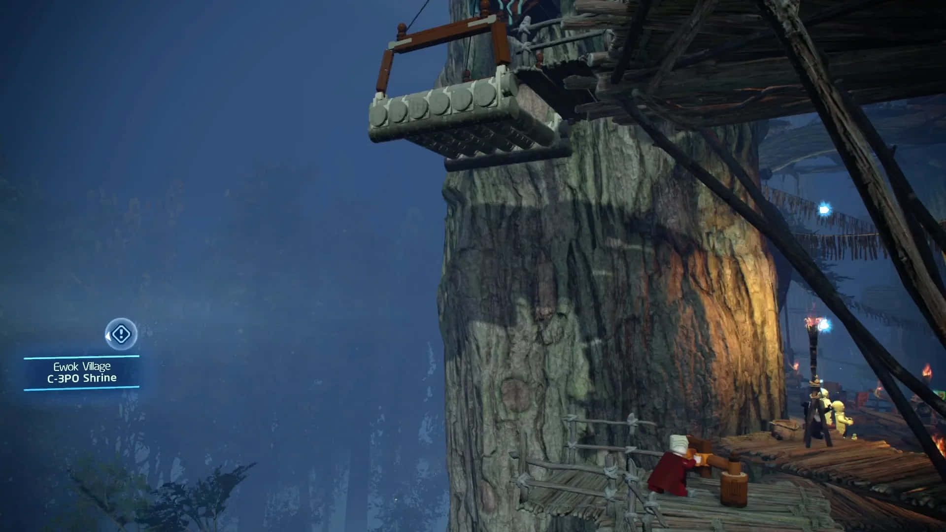Ewok Village, red robes, wooden platform, Full HD Desktop Wallpaper