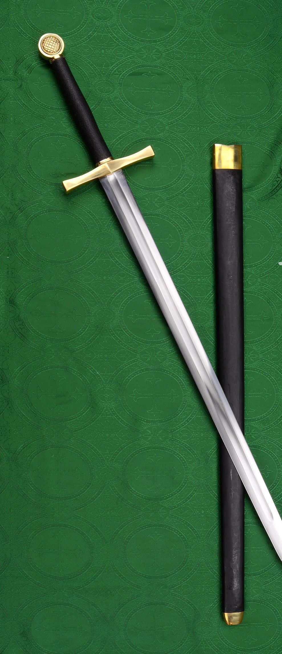 Excalibur, gold accents, black grip, Full HD Phone Wallpaper
