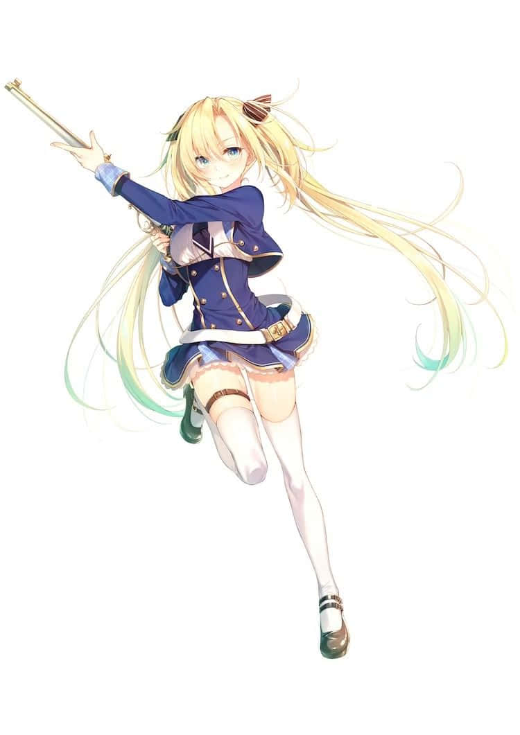 Excalibur, anime girl, long blonde hair, SD Phone Wallpaper