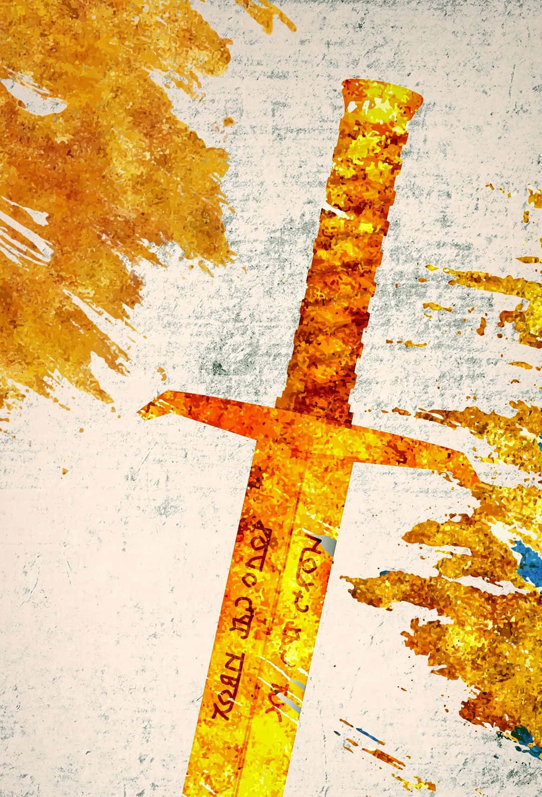 Excalibur, golden-orange hues, textured brushstrokes, HD Phone Wallpaper