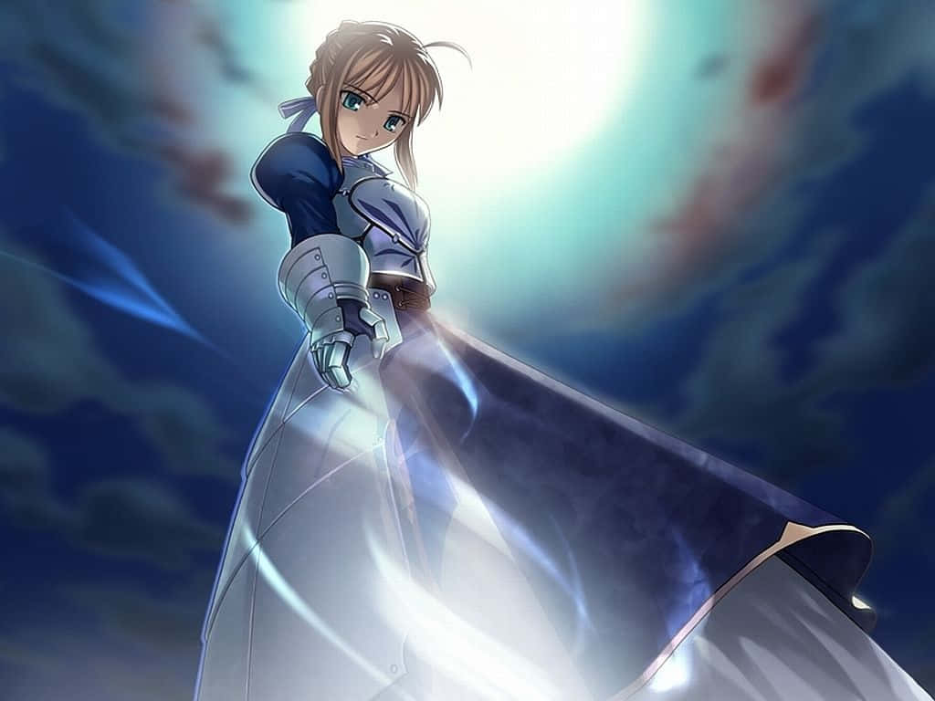 Excalibur, anime girl, silver armor, SD Desktop Wallpaper