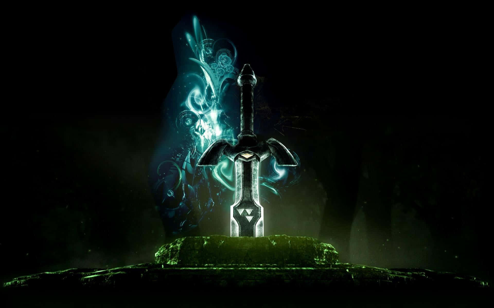 Excalibur, glowing blue energy aura, ornate hilt, Full HD Desktop Wallpaper