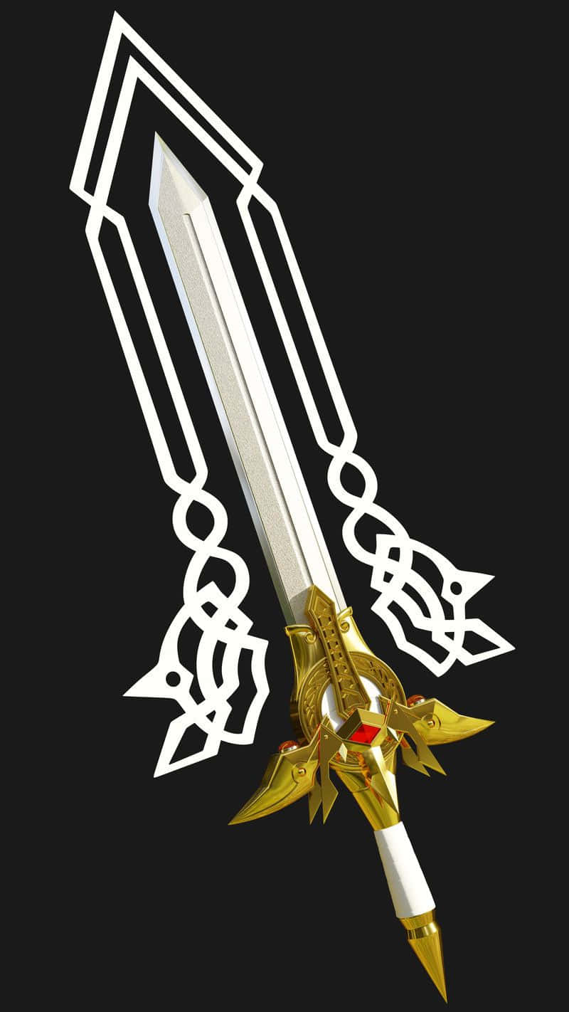Excalibur, gold hilt, white decorative guard, HD Phone Wallpaper