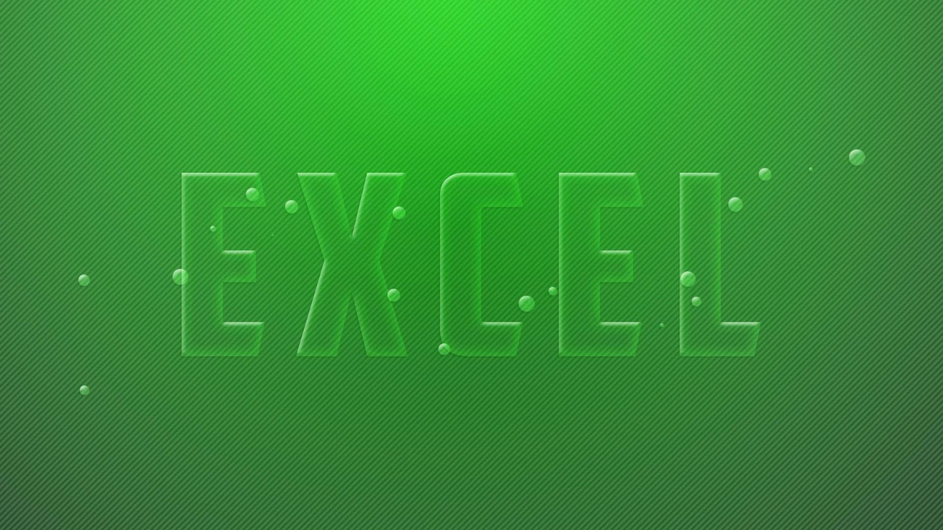 Excel, glowing green 3D letters, floating bubbles, Full HD Desktop Wallpaper
