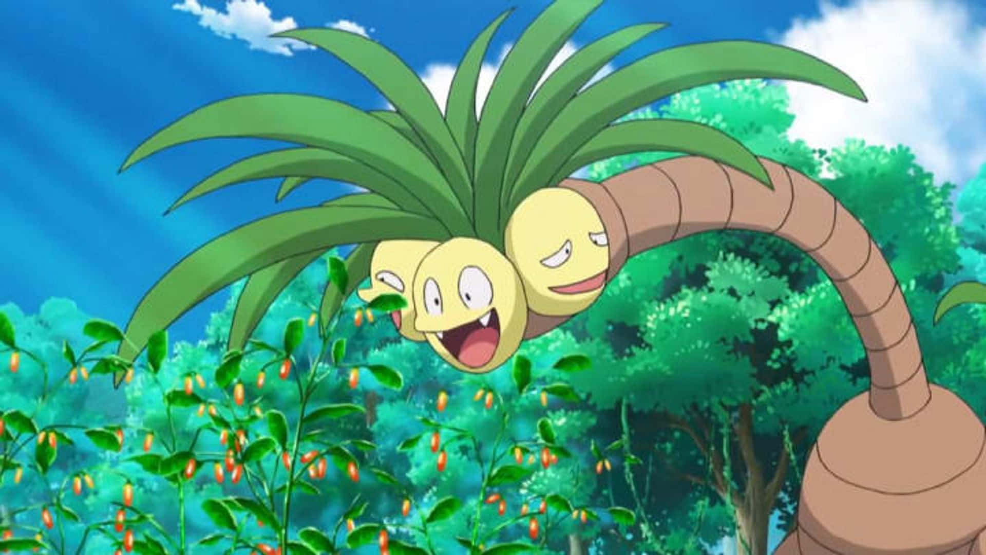 Exeggutor, palm-like plant, vibrant green jungle, Full HD Desktop Wallpaper