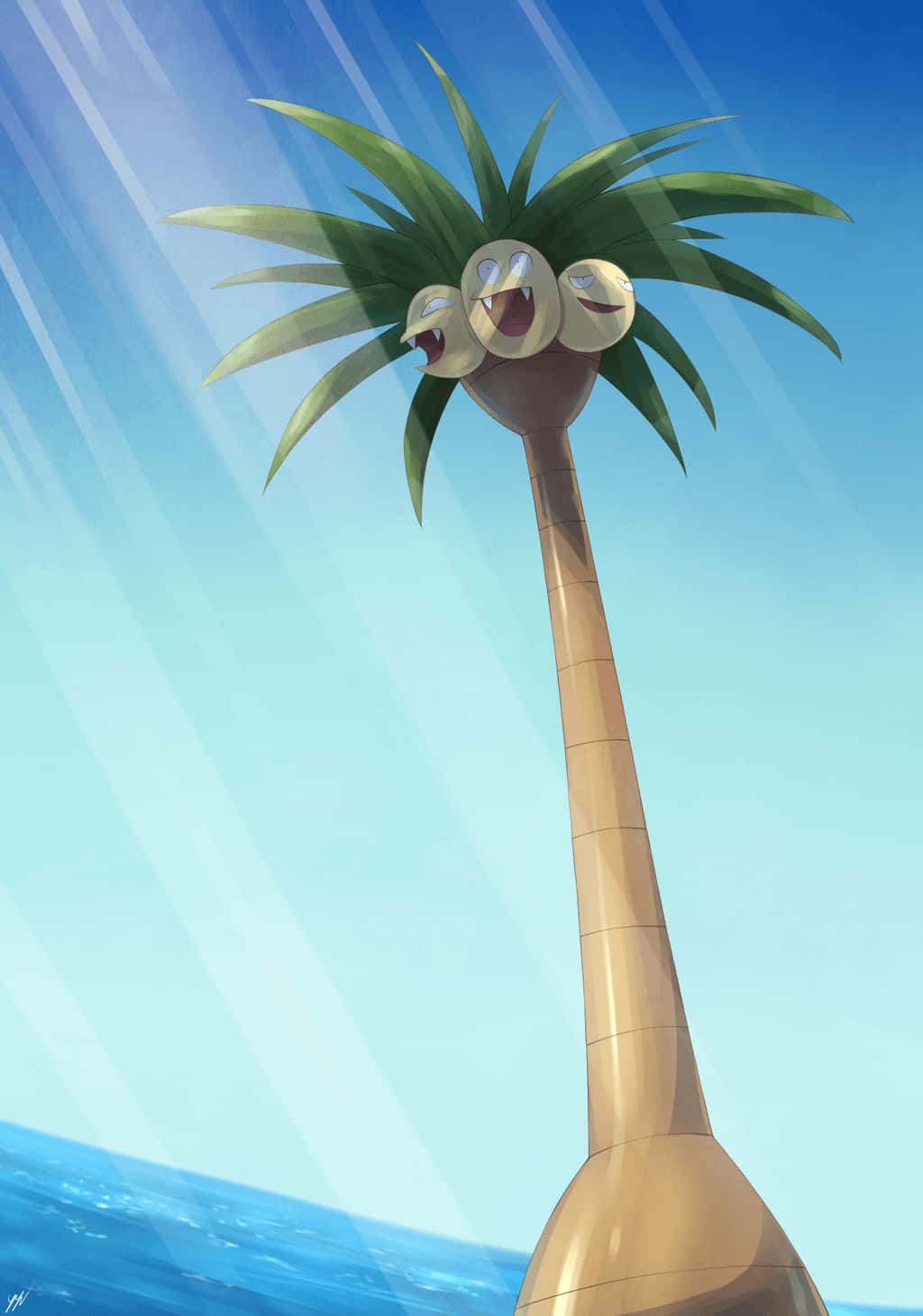 Exeggutor, shining light, bright blue sky, HD Phone Wallpaper