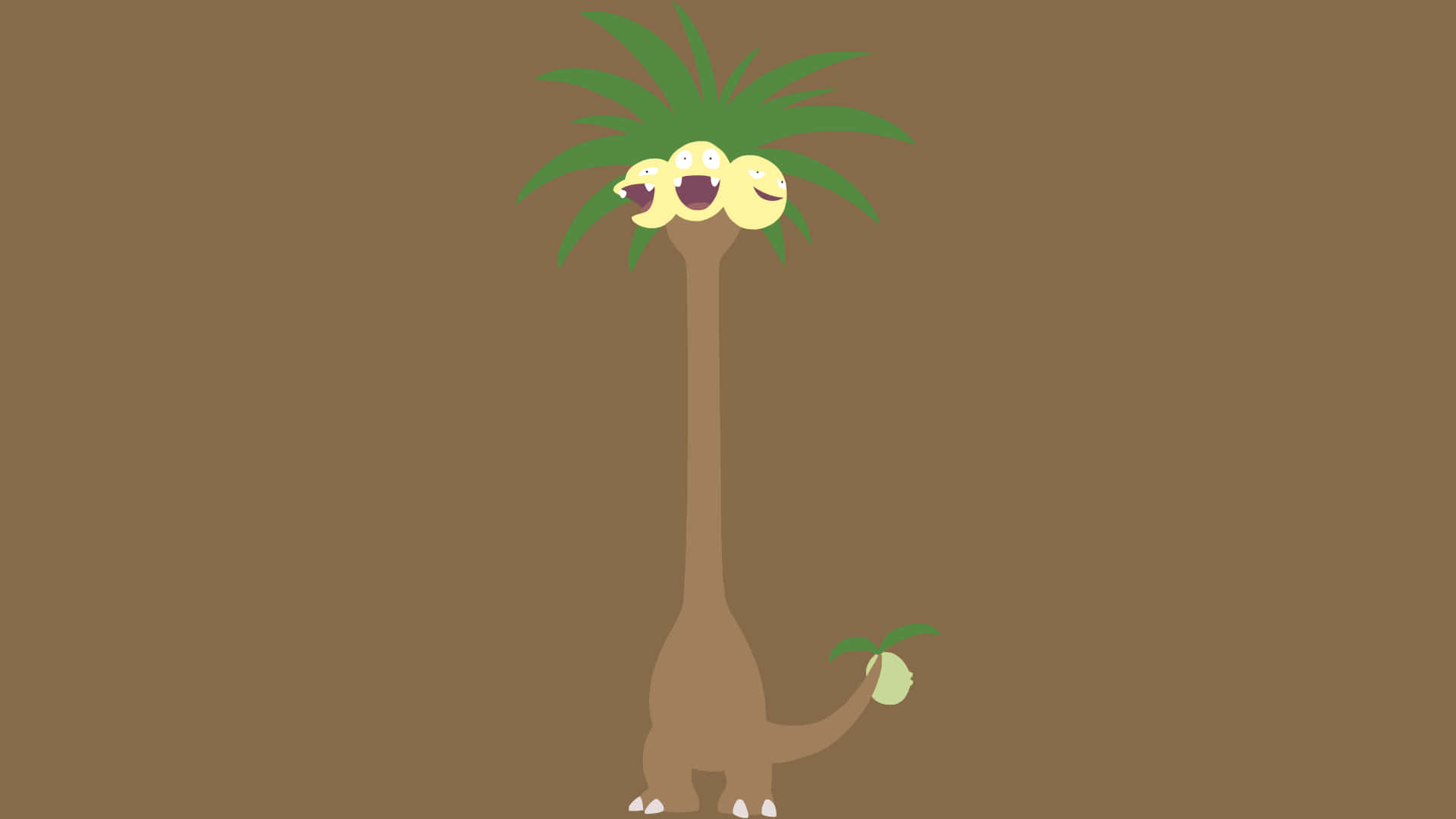 Exeggutor, yellow cartoon faces, brown palm tree, Full HD Desktop Wallpaper